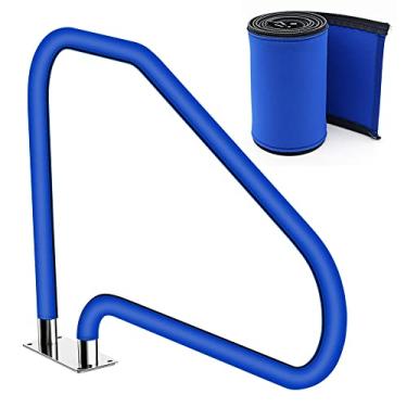 Imagem de Capa de corrimão de piscina, aderência de trilho para trilhos de mão de piscina com zíper, manga de segurança antiderrapante para piscina, alças de escada no chão, capas de trilhos de mão, aderências, 4 pés, azul
