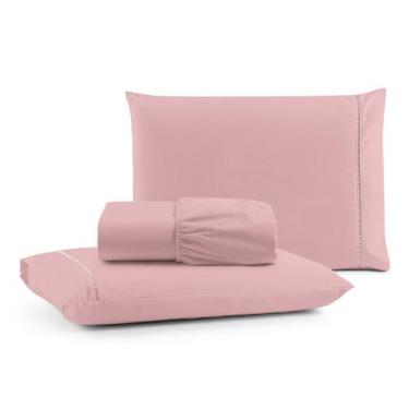 Imagem de Jogo De Cama Queen 3 Peças Algodão 400 Fios Toque Aveludado Rose - gab