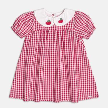 Imagem de Vestido Bebê Menina Xadrez Gola Branca Patch Cereja Momi-Feminino