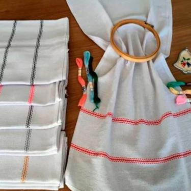 Imagem de Pano De Prato Lomaer Sacaria 45x 71cm c/ Barra p/ Bordar 03 Unidades