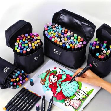 Imagem de Conjunto Canetas Marcador Permanente Ponta Dupla 100 Core