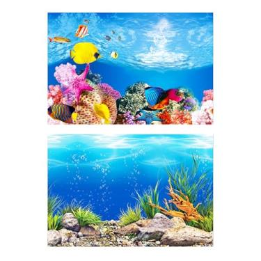 Imagem de NIhtian Fundo de tanque de peixes dupla face, 30,5 x 50,8 cm para aquários, fundo de aquário, pôster decorativo, adesivo, papel de parede à prova d'água para tanque de peixes