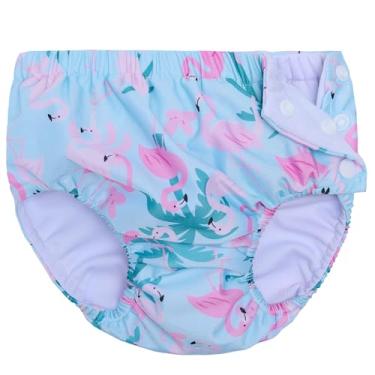 Imagem de Fraldas de natação reutilizáveis para bebês recém-nascidos unissex laváveis fraldas de natação flamingo, 2-3 anos