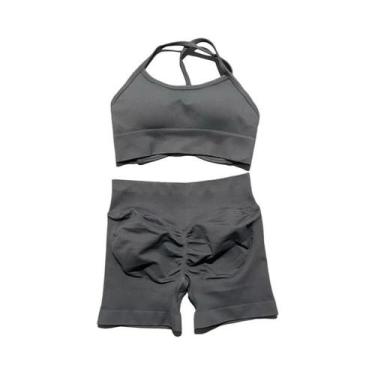 Imagem de Conjunto De Yoga Sem Costura Para Mulheres, Top Esportivo Sem Costas, 