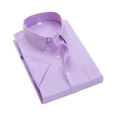 Imagem de Camisa Masculina Slim Fit Antirrugas Com Estampa Xadrez Para Negócios 