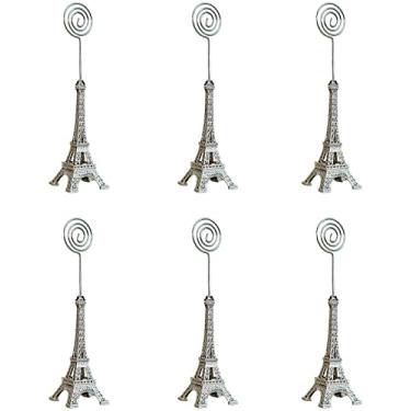 Imagem de 6 peças de porta-cartões de metal da Torre Eiffel, porta-cartões, suporte para fotos de mesa, memorando, notas, clipe de base, porta-fotos, para casa, escritório, festa de casamento
