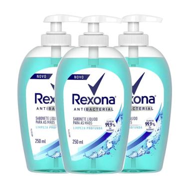 Imagem de Kit 3 Sabonete Líquido Para as Mãos Rexona Limpeza Profunda Elimina 99% das Bactérias 250ml