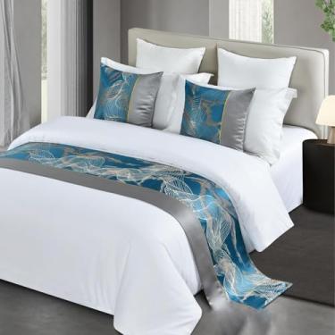 Imagem de Lenço de corredor de cama de hotel, camada de qualidade, protetor de cama moderno, mantas para pés da cama, toalha de cauda de cama macia e confortável para solteiro, Queen King, tamanho azul||Apenas