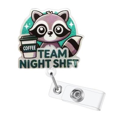 Imagem de Carretel retrátil para crachá de guaxinim, presentes fofos de enfermeira com cordão de nylon durável de 61 cm e clipe de jacaré, suporte de crachá de guaxinim engraçado, clipe de enfermeira para