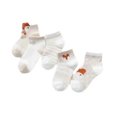 Imagem de Meias Infantis Para Bebês, 5 Pares, Malha De Algodão, Recém-nascidos, 
