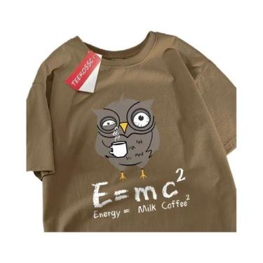 Imagem de Camiseta Masculina Oversize De Algodão Com Estampa De Café E Leite, Es