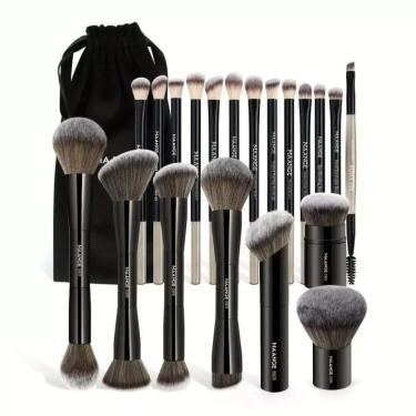 Imagem de Kit 21 Pincéis De Maquiagem Profissional Maange Com Bolsa Preto