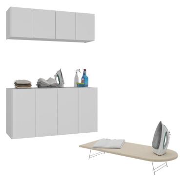 Imagem de Kit Armário De Lavanderia Aéreo Com Balcão E Tábua De Passar 4 Portas Multimóveis Mx5065 Branco/bege