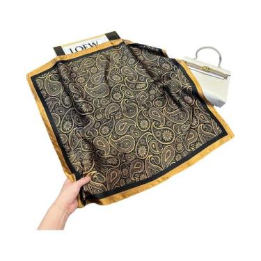 Imagem de Lenço Quadrado De Cetim Macio Com Estampa Paisley Houndstooth De Luxo 