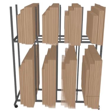 Imagem de Rack de armazenamento de papelão móvel de 2 camadas - organizador grande para caixas de envio, embalagens de correspondência, papelão e papelão ondulado - Solução que economiza espaço para casa