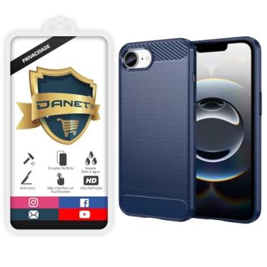 Imagem de Capa Capinha Fibra De Carbono Para iPhone 16e Case Anti Impacto Fosca (Azul, iPhone 16e, Kit com Película Privativa)