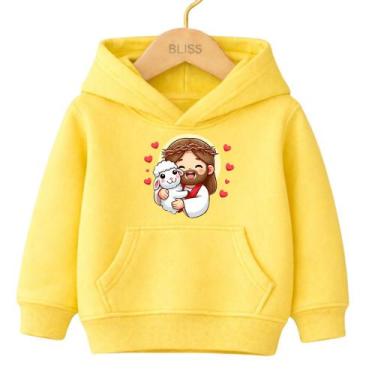 Imagem de Moletom Canguru Infantil Estampa Jesus Ovelhinha Coração 1024 Moda Inf