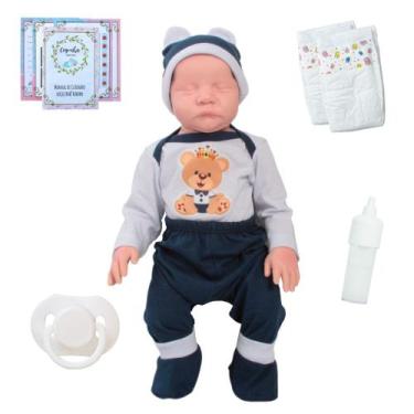 Imagem de Bebê Reborn com Roupinha Urso Realista Olhos Fechados - Cegonha Reborn