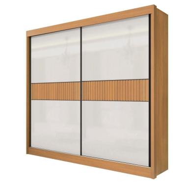 Imagem de Guarda Roupa Casal Cancun Ripado 2 Portas 6 Gavetas Com Pés - D' Doro Cinamomo/off White/ripado