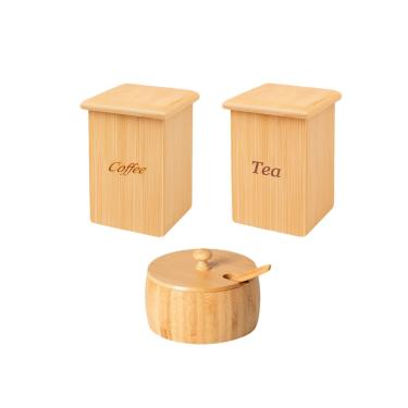 Imagem de Açucareiro Bambu Pote Cafe e Cha Tampa Porta Mantimentos
