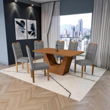 Imagem de Conjunto Sala De Jantar Verbana Kappesberg 6 Cadeiras Veludo Titanio