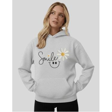 Imagem de Blusa De Frio Feminina Moletom Canguru Smile Flor Casual - MB Sport, C