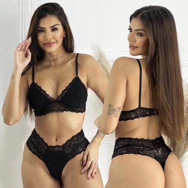 Imagem de Lingerie Sem Bojo Rendado Sexy Calcinha Fio Dental Sensual - Like4you,