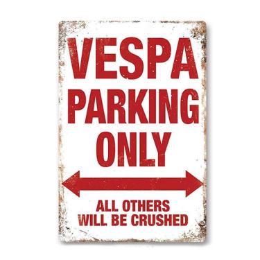 Imagem de Placa de estanho metálico, decoração de parede, pintura em ferro, pôster Vespa Parking