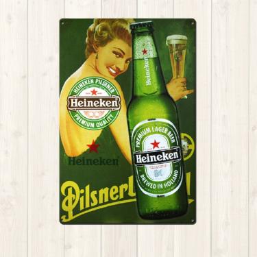 Imagem de Decoração de parede com pintura em ferro Heineken Beer Vintage 20x30cm