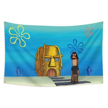 Imagem de Tapeçaria para pendurar na parede Bob Esponja SquarePants Squilliam 100x150cm