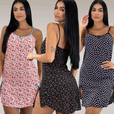 Imagem de Kit 3 Camisolas Estampada Alexia Tamanho:MCor:Variados, M, Variados