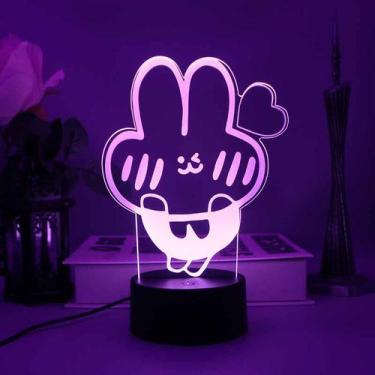 Imagem de Luz noturna LED 3D Rabbits que muda de cor para crianças com base - Yi