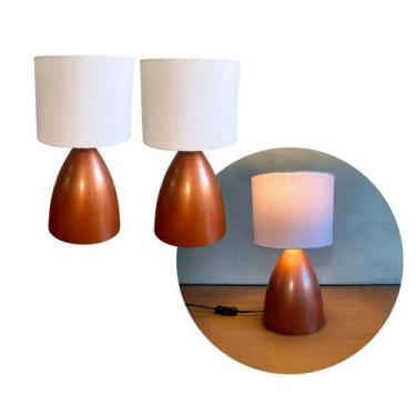 Imagem de Kit 2 Abajur luminaria de Mesa Bojudo Clássico de Cobre aluminio Com C