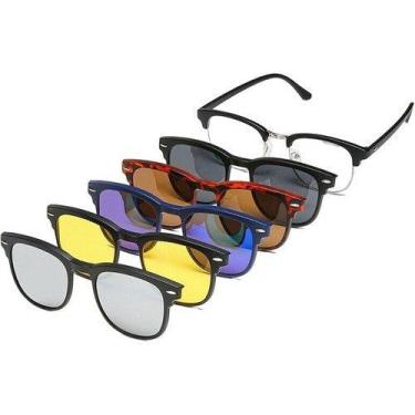 Imagem de Óculos de Sol Clip On Redondo 6 em 1 Quadrado Proteção UV400 Unissex -