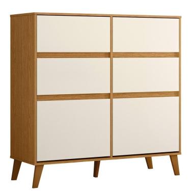 Imagem de Cômoda Sapateira Dora 2 Portas E 4 Gavetas Cinamomo-off White - Móveis Albatroz