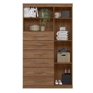 Imagem de Comoda 1 Porta 6 Gavetas Marabá Jatobá Acetinado - Santos Andirá