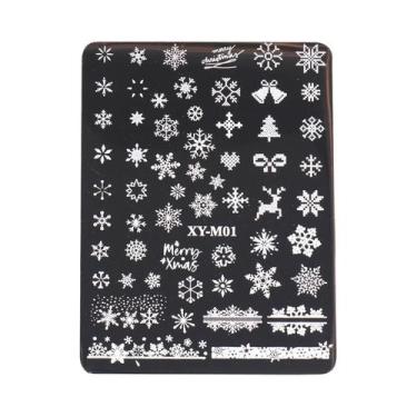 Imagem de Placas De Estampagem De Unhas De Natal: Flocos De Neve E Francesinha -