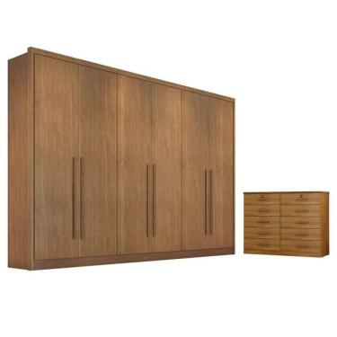 Imagem de Guarda Roupa Casal Livorno Com Nicho E Gaveteiro Milão Com Chave Cumaru 23 - Horizonte