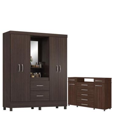 Imagem de Guarda Roupa Casal Lord Com Cômoda London Café - Demóbile