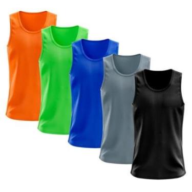 Imagem de Kit 5 Regata Dry Lisa Básica Proteção Solar UV Térmica Camiseta Treino Academia Ciclismo Regatas-Masculino