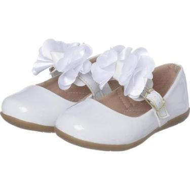 Imagem de Sapatilha Feminina Infantil Sapato Criança Dama Branca Moda Infantil Boneca Sapato Menina Rasteira-Feminino