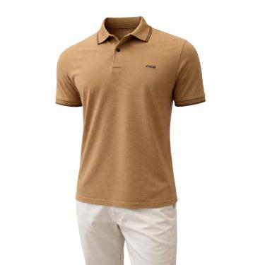 Imagem de Camisa Polo Manga Curta Masculina Slim Fico B5041 Bege-Masculino