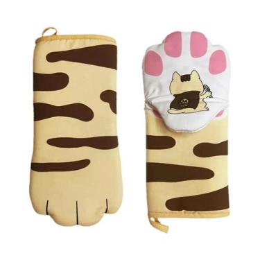 Imagem de Luvas De Cozinha Em Algodão Com Design De Pata De Gato 3D, Resistentes