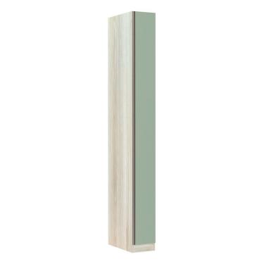 Imagem de Guarda Roupa Solteiro Prime Plus 1 Porta MDP Legno Crema com Verde Jade