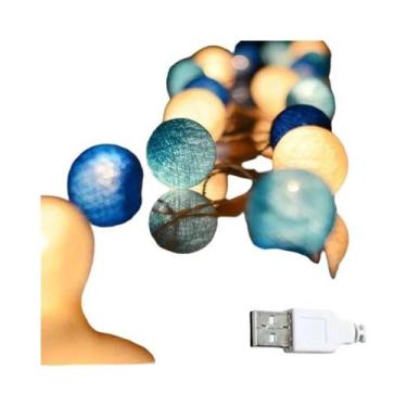 Imagem de Luzes De Cordão LED Coloridas Em Forma De Bolas De Algodão Para Decora