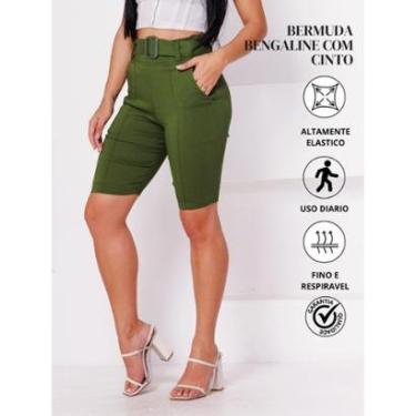 Imagem de Bermuda Bengaline Com Cinto E Bolso Elegancia E Conforto No Trabalho E No DiA-Feminino