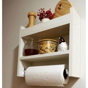 Imagem de Porta Tempero Condimentos Prateleiras Mdf Branco Para Cozinha Com Supo