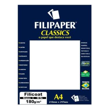Imagem de Papel Filicoat A4 Filipaper Classics 180g 50 Folhas Branco - FILIPERSO