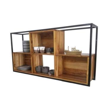 Imagem de Prateleira Industrial Com Nicho Teca Grande