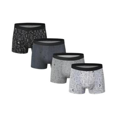 Imagem de Calções De Banho Masculinos plus Size Estampados, Conjunto De 4 Peças,